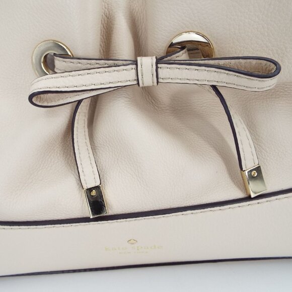 Kate Spade West Valley Maryanne Tie Front Cream Pebbled Leather Handbag - Picture 10 of 14